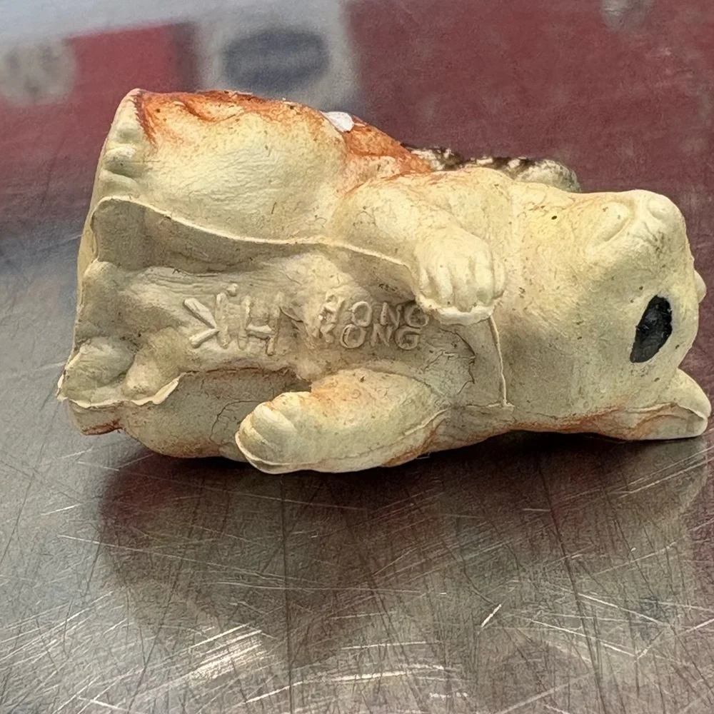 3 Vintage Plastic Squirrel Figurines Toys - Marked Hong Kong Mini Miniature